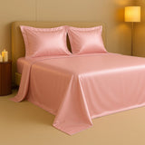 Silky Comfort Shimmer Baby Pink Bedsheet Set - King Size