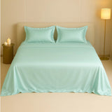 Silky Comfort Shimmer Mint Bedsheet Set - King Size