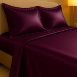 Silky Comfort Shimmer Wine Bedsheet Set - King Size
