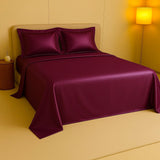 Silky Comfort Shimmer Wine Bedsheet Set - King Size