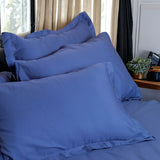 Classic Italian Azure Blue Solid Bedsheet Set - King Size