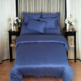 Classic Italian Azure Blue Solid Bedsheet Set - King Size