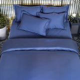 Classic Italian Azure Blue Solid Bedsheet Set - King Size