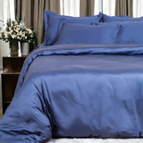 Classic Italian Azure Blue Solid Bedsheet Set - King Size