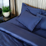 Classic Italian Azure Blue Solid Bedsheet Set - King Size