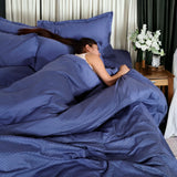 London Luxury Azure Blue Checks Bedding - King Size