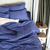 London Luxury Azure Blue Checks Bedding - King Size