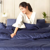 Infinity Midnight Blue Jacquard Bedsheet Set - King Size