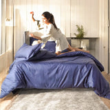 Infinity Midnight Blue Jacquard Bedsheet Set - King Size