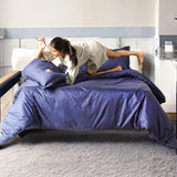 Infinity Midnight Blue Jacquard Bedsheet Set - King Size