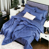 Swiss Stripes Azure Blue Bedding - King Size
