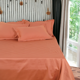 Classic Italian Copper Red Solid Bedsheet Set - King Size