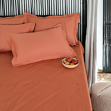 Classic Italian Copper Red Solid Bedsheet Set - King Size