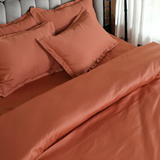 Classic Italian Copper Red Solid Bedsheet Set - King Size