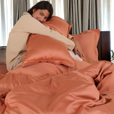 Classic Italian Copper Red Solid Bedsheet Set - King Size