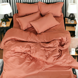 Classic Italian Copper Red Solid Bedsheet Set - King Size