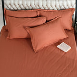 London Luxury Copper Red Checks Bedding - King Size