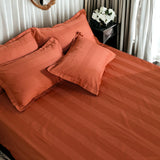 Swiss Stripes Copper Red Bedding - King Size