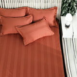 Swiss Stripes Copper Red Bedding - King Size