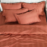 Swiss Stripes Copper Red Bedding - King Size