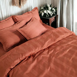Swiss Stripes Copper Red Bedding - King Size