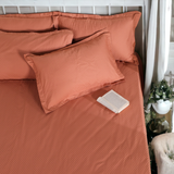 London Luxury Copper Red Checks Bedding - King Size