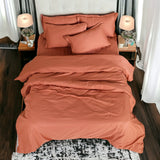 London Luxury Copper Red Checks Bedding - King Size