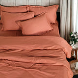 London Luxury Copper Red Checks Bedding - King Size