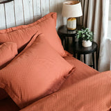 London Luxury Copper Red Checks Bedding - King Size