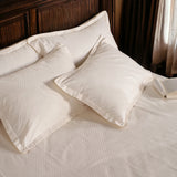 London Luxury Creamy Ivory Checks Bedding - King Size