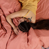 London Luxury Copper Red Checks Bedding - King Size