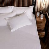London Luxury Pearl White Checks Bedding - King Size