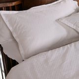 London Luxury Pearl White Checks Bedding - King Size