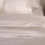 Infinity Pearl White Jacquard Bedsheet Set - King Size
