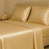 Silky Comfort Shimmer Gold Bedsheet Set - King Size